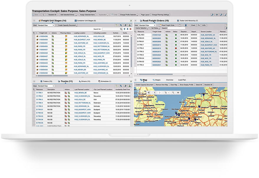 CargoSys transportation planning interface on a laptop